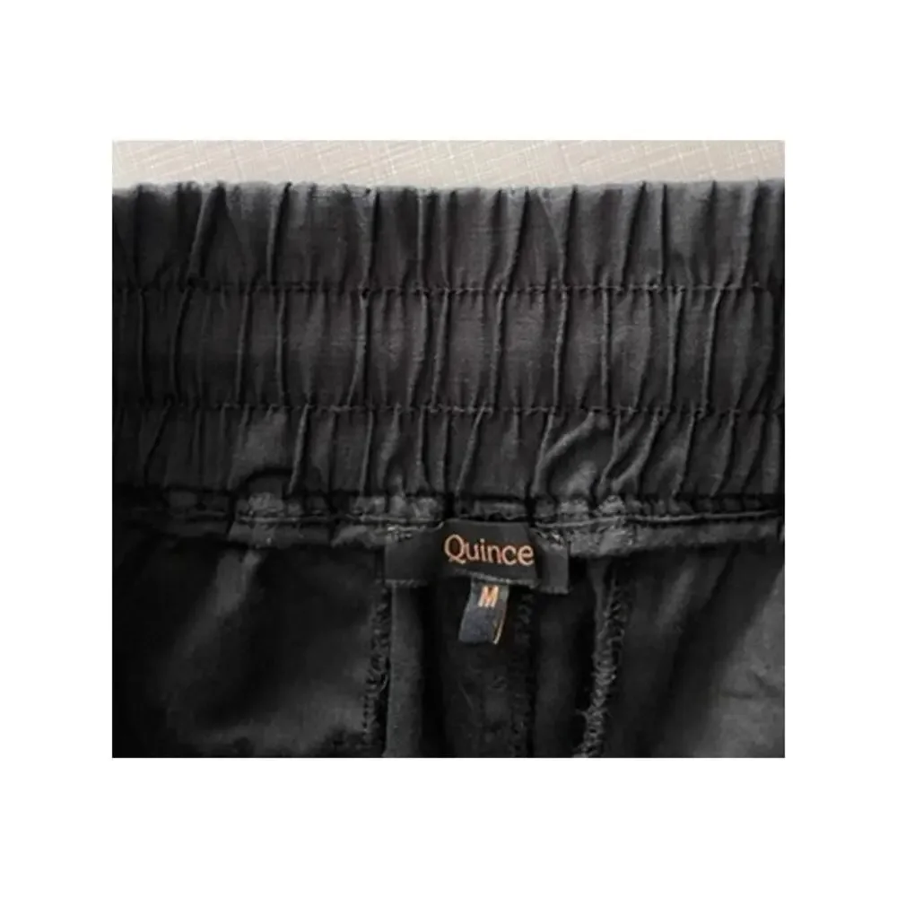 Quince Sz M Wide Leg Linen Pants Black Elastic Breezy Vacation Travel Relaxed - Picture 15 of 16